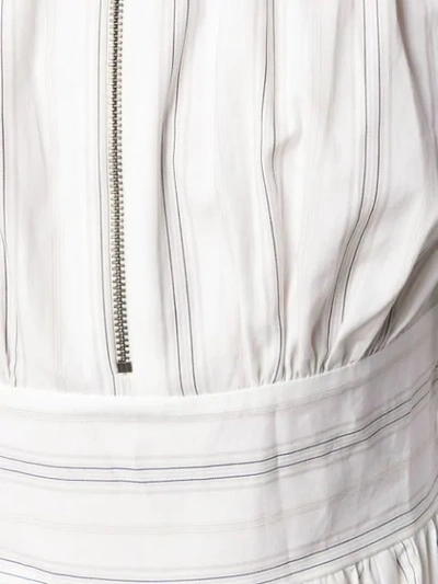 Shop Alexa Chung Striped Zip Shirt Midi Dress In Neutrals