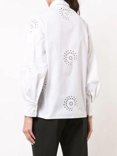 Shop Carolina Herrera Floral Embroidered Shirt In White