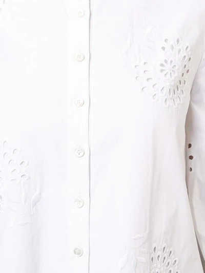 Shop Carolina Herrera Floral Embroidered Shirt In White