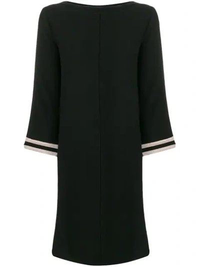 Shop Luisa Cerano Contrasting Sleeves Shift Dress - Black
