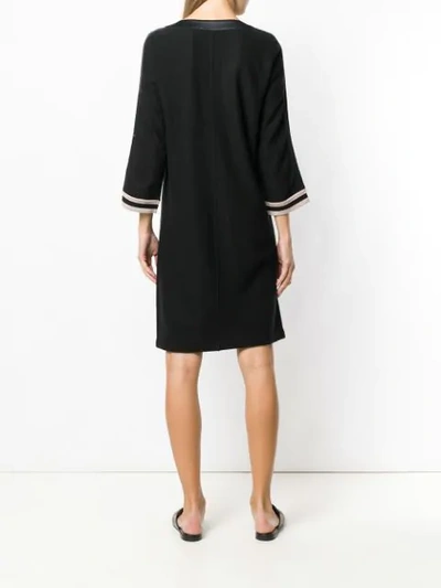 Shop Luisa Cerano Contrasting Sleeves Shift Dress - Black