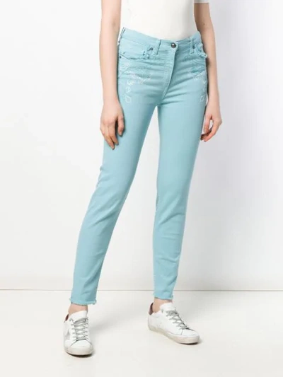 Shop Etro Embroidered Skinny Jeans In Blue