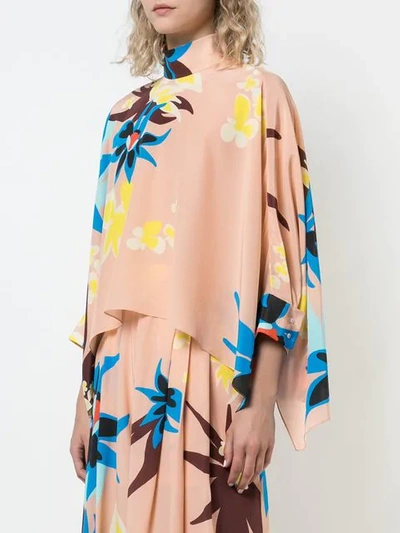 Shop Delpozo Floral Print Flared Blouse In Pink