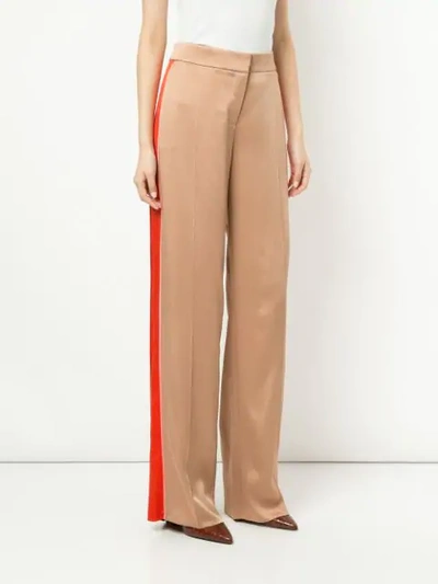 Shop Peter Pilotto High Waisted Side Stripe Trousers In Brown