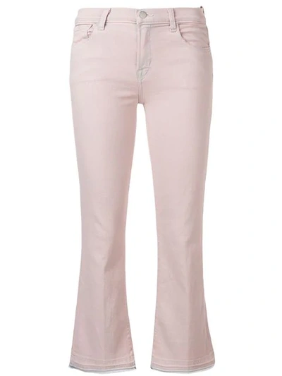 Shop J Brand Cropped Flared Jeans In Pink