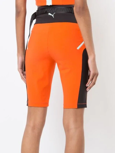 Shop Fenty X Puma Panelled Biker Shorts In Yellow