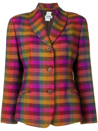 Pre-owned Missoni Single Breasted Check Blazer In Purple