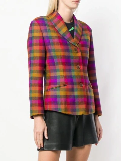 Pre-owned Missoni Single Breasted Check Blazer In Purple