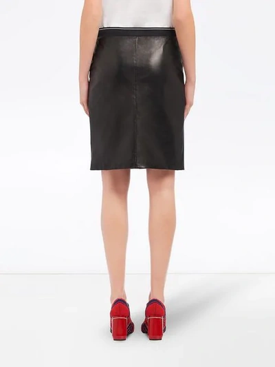 PRADA FITTED LEATHER SKIRT - 黑色