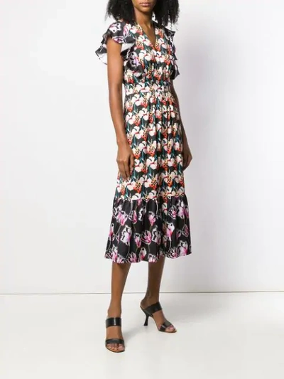 Shop Temperley London Contrast Floral Print Dress In Black