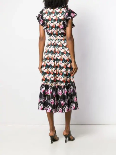 Shop Temperley London Contrast Floral Print Dress In Black