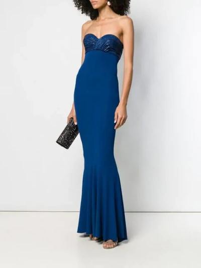 Shop Alexandre Vauthier Fitted Strapless Gown In Blue