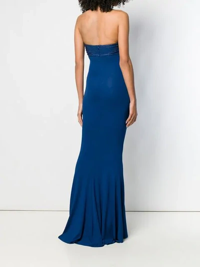 Shop Alexandre Vauthier Fitted Strapless Gown In Blue
