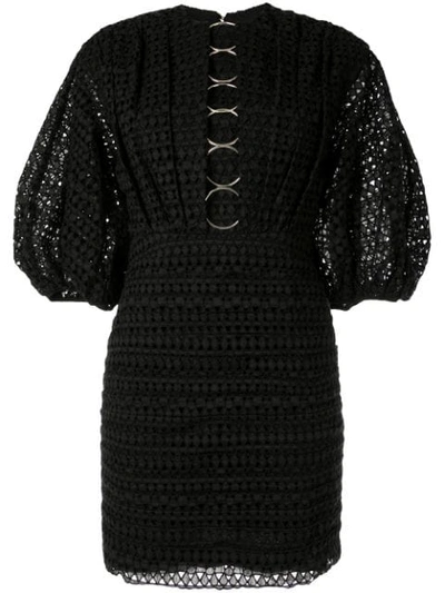 Shop Acler Daniels Embroidered Mini Dress In Black