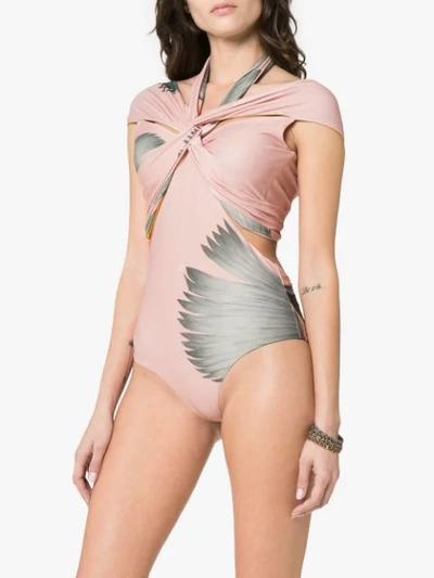 Shop Johanna Ortiz Palm Beach Twisted Front Swimsuit In Pink