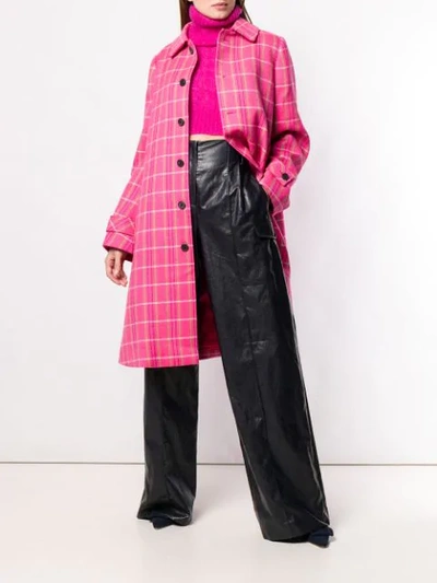 Shop Matthew Adams Dolan Checked Flared Coat In Pink