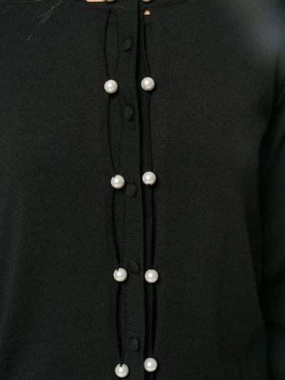 Shop Blumarine Pearl Embellished Cardigan - Black