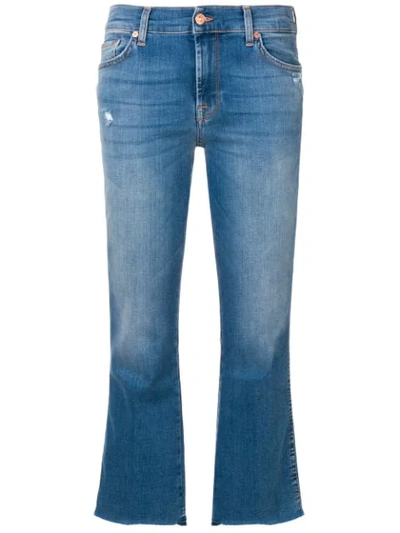 Shop 7 For All Mankind Cropped Flared Trousers In Blue