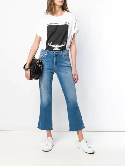 Shop 7 For All Mankind Cropped Flared Trousers In Blue