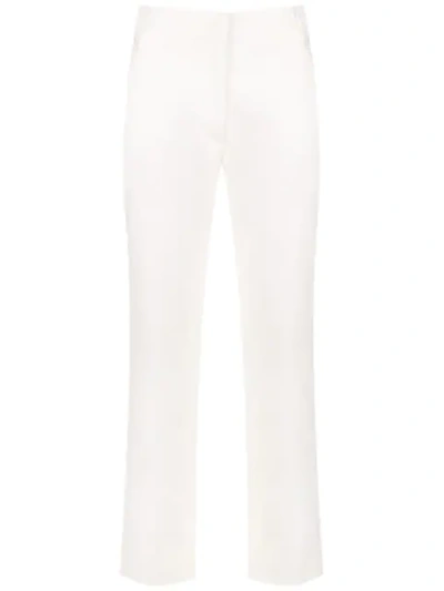 Shop Egrey Straight Fit Trousers In White