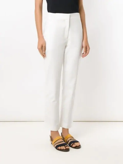 Shop Egrey Straight Fit Trousers In White