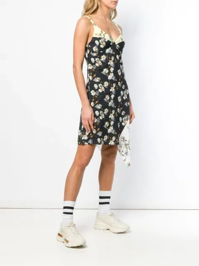 Shop Off-white Floral Print Dress - Black