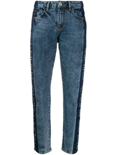 Philipp Plein Logo Panelled Straight-leg Jeans In Blue