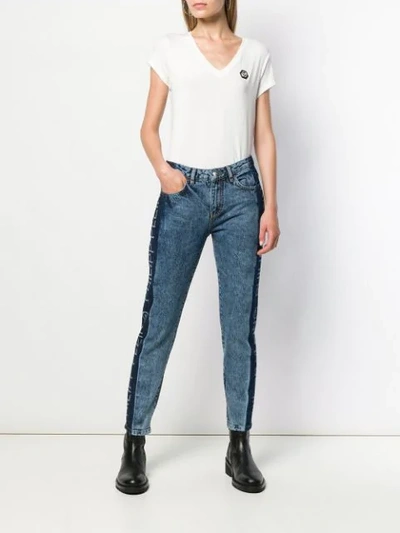 Philipp Plein Logo Panelled Straight-leg Jeans In Blue