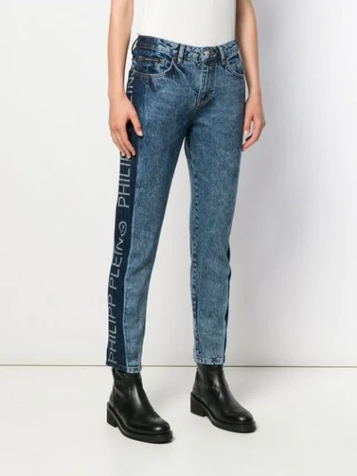 Philipp Plein Logo Panelled Straight-leg Jeans In Blue