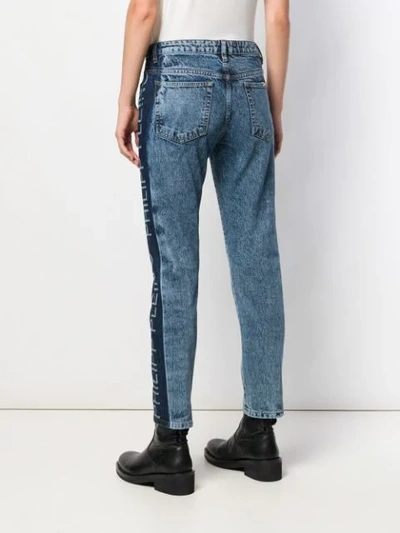 Philipp Plein Logo Panelled Straight-leg Jeans In Blue