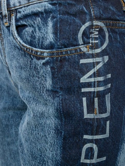 Philipp Plein Logo Panelled Straight-leg Jeans In Blue