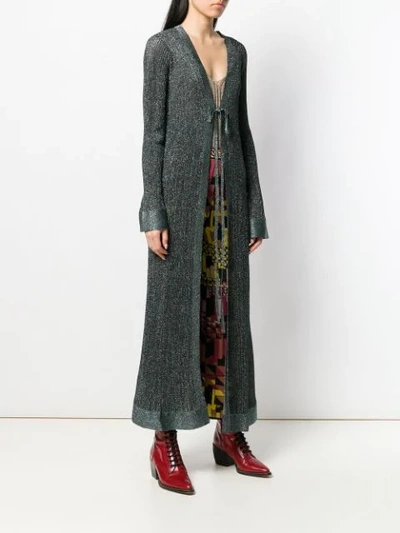 Shop M Missoni Maxi Cardi-coat In Blue