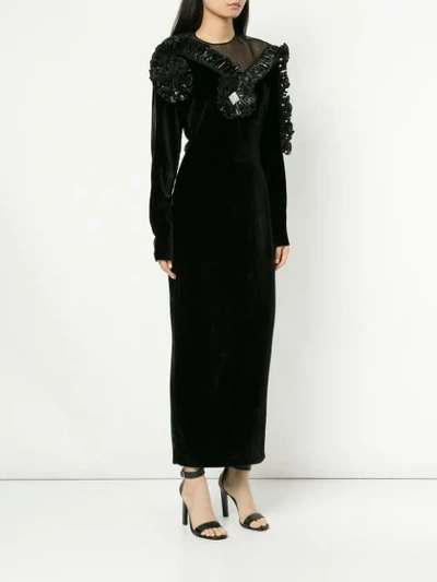 Shop Alessandra Rich Long Velvet Dress In Black