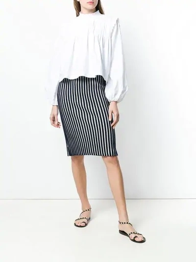 Shop Victoria Victoria Beckham Striped Pencil Skirt In Blue