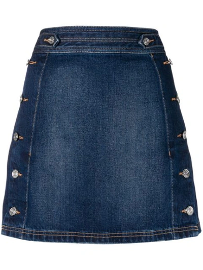 Shop Current Elliott Side Button Denim Skirt In Blue