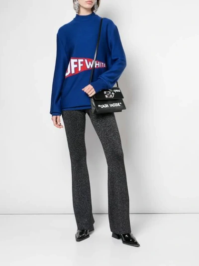 Shop Off-white Knitted High-waist Flared Trousers In Black