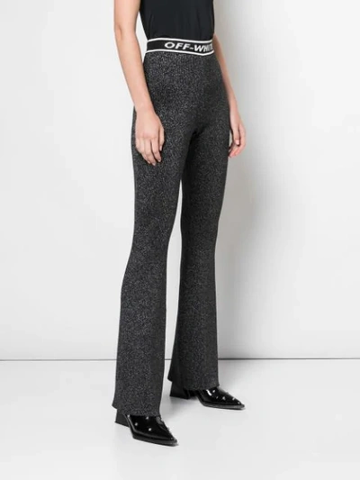 Shop Off-white Knitted High-waist Flared Trousers In Black
