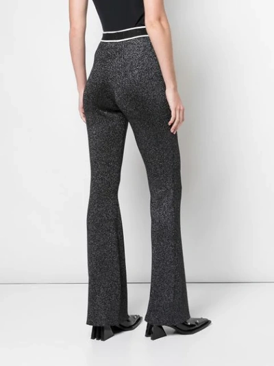 Shop Off-white Knitted High-waist Flared Trousers In Black