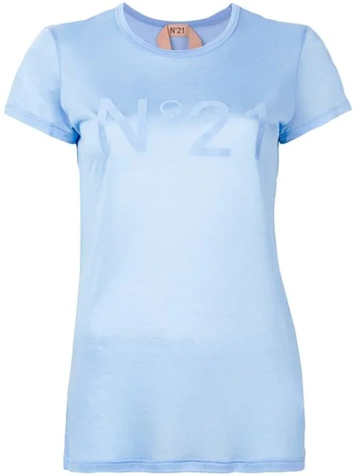 Shop N°21 Printed Logo T-shirt In Blue