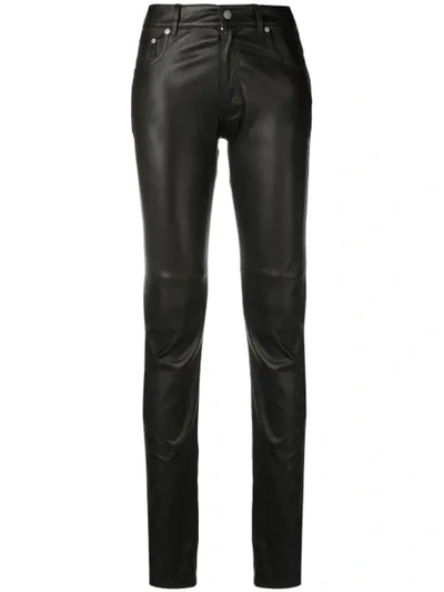 Shop Maison Margiela Skinny Leather Trousers - Black