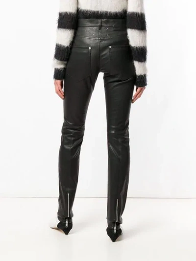Shop Maison Margiela Skinny Leather Trousers - Black