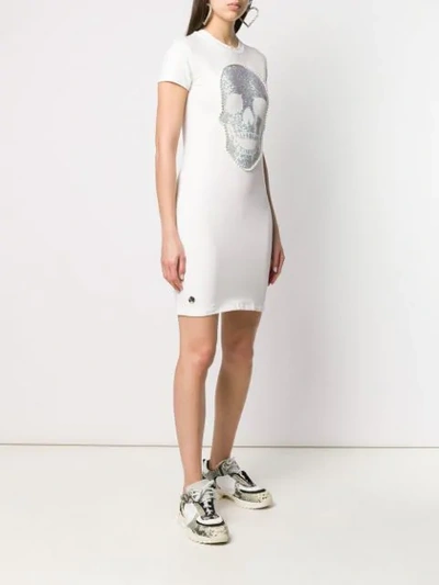 Shop Philipp Plein Skull T-shirt Dress In White