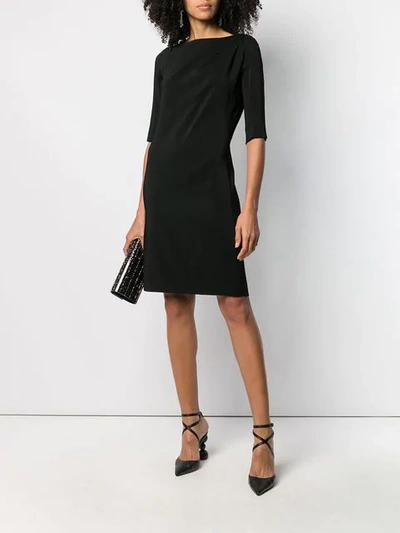 Shop Lanvin Piped Seam Shift Dress In Black
