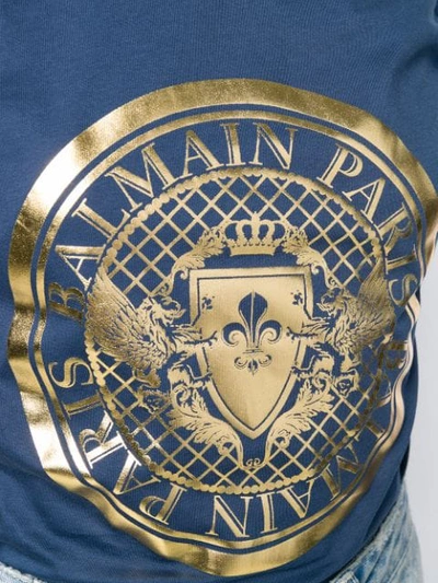 BALMAIN 徽章印花T恤 - 蓝色