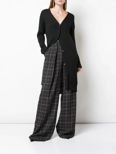 Shop Sally Lapointe Check Print Flared Trousers In Black/white