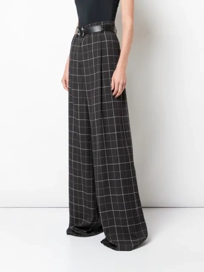 Shop Sally Lapointe Check Print Flared Trousers In Black/white