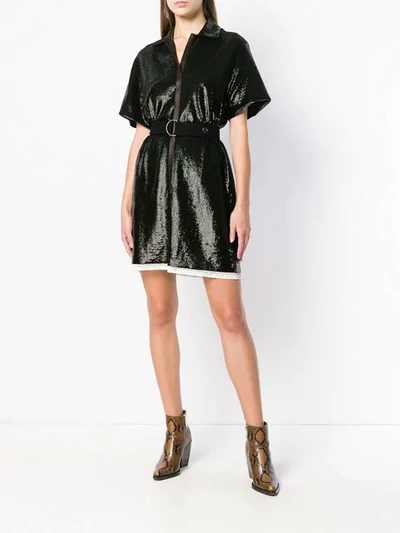 Shop Chloé Belted Sequin Dress In Green