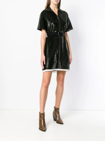 Shop Chloé Belted Sequin Dress In Green