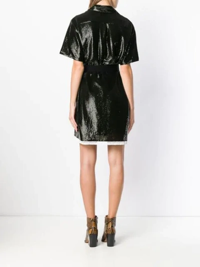 Shop Chloé Belted Sequin Dress In Green