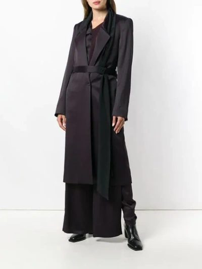 Shop Chalayan Scarf Detail Belted Coat In Pink